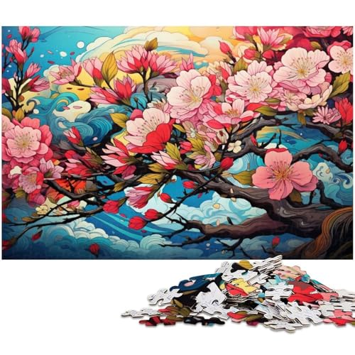 Puzzle 1000 Teile für Erwachsene Fantasie Bunte japanische Kirschblüten Lernspiele Weihnachts und Geburtstagsgeschenke für Teenager ab 14 Jahren 1000 Teile (38 x 26 cm) von zouxangzz
