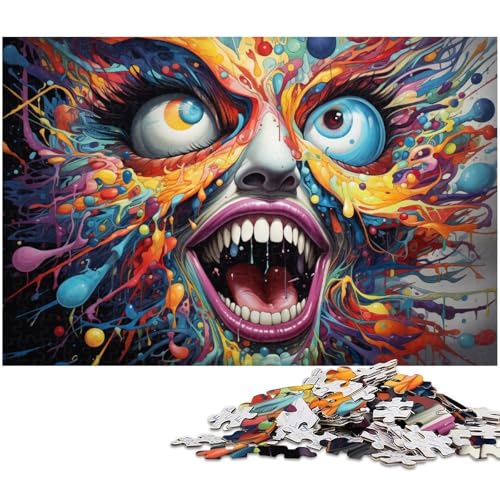 Puzzle 1000 Teile für Erwachsene Fantasie Farbkunst Gesichtspuzzle Wanddekoration tolles Geschenk für und Teenager ab 14 Jahren 1000 PCS (75x50cm) von zouxangzz