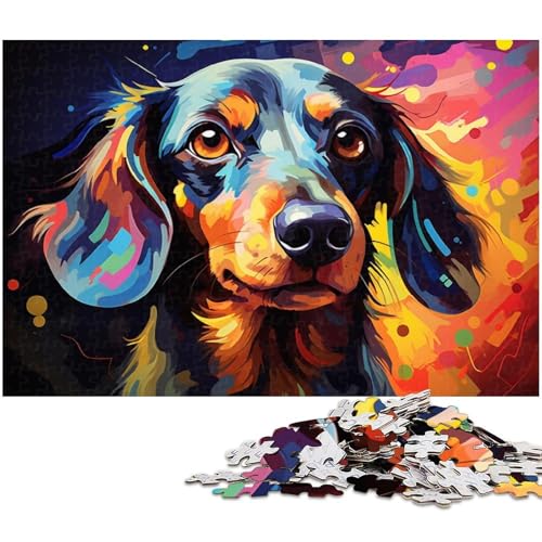 Puzzle 1000 Teile für Erwachsene Fantasie Puzzle mit Buntem Dackel Wanddekoration Geburtstagsgeschenk Wandkunst 1000 Teile (38 x 26 cm) von zouxangzz