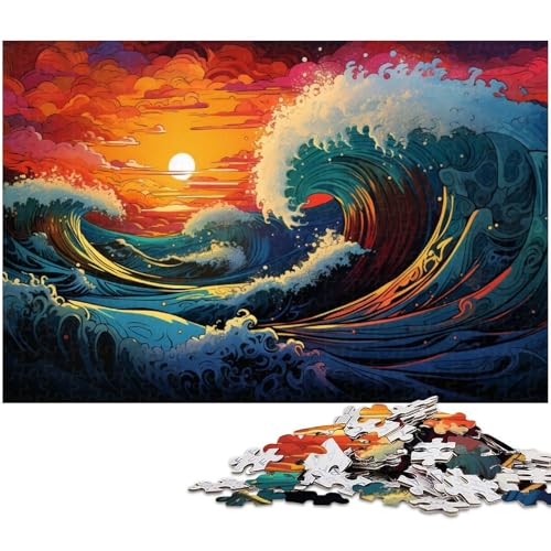 Puzzle 1000 Teile für Erwachsene Fantasie Sonnenuntergangswellen Puzzle Lernspiele Weihnachts und Geburtstagsgeschenke für Teenager ab 14 Jahren 1000 Teile (75 x 50 cm) von zouxangzz