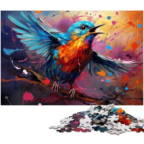 Puzzle 1000 Teile für Erwachsene Fantasie bunter Blauer Vogel Lernspiele Weihnachts und Geburtstagsgeschenke für Teenager ab 14 Jahren 1000 PCS (75 x 50 cm) von zouxangzz