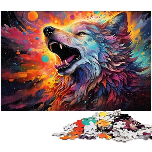 Puzzle 1000 Teile für Erwachsene Fantasie bunter Grauer Wolf Lernspiele Weihnachts und Geburtstagsgeschenke für Teenager ab 14 Jahren 1000 PCS (75 x 50 cm) von zouxangzz