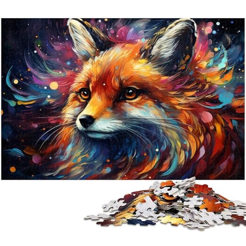 Puzzle 1000 Teile für Erwachsene Fantasie bunter Sternenhimmel Fuchs anspruchsvolles schwieriges Puzzle EIN Kunstwerk für Jugendliche ab 14 Jahren 1000 Teile (38 x 26 cm) von zouxangzz