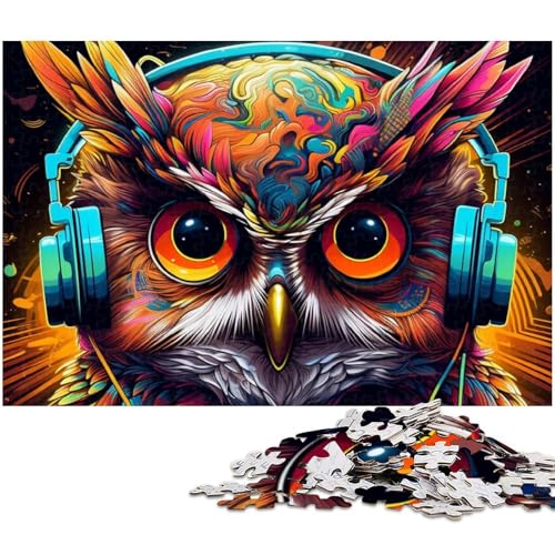 Puzzle 1000 Teile für Erwachsene Fantasy Kunst Eulen Puzzle Wanddekoration Geburtstagsgeschenk Wandkunst (Größe 38 x 26 cm) von zouxangzz
