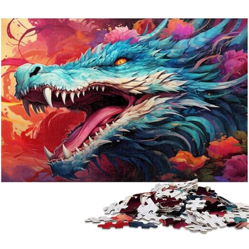 Puzzle 1000 Teile für Erwachsene Farb Fantasie Kunst Drachen Puzzle Wanddekoration Geburtstagsgeschenk Wandkunst 1000 PCS (38 x 26 cm) von zouxangzz
