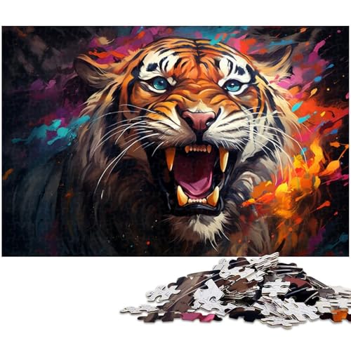 Puzzle 1000 Teile für Erwachsene Farb Fantasie gewalttätiger Tiger Puzzle Lernspiele Weihnachts und Geburtstagsgeschenke für Teenager ab 14 Jahren 1000 PCS (75 x 50 cm) von zouxangzz