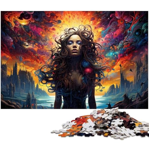 Puzzle 1000 Teile für Erwachsene Farbige Fantasiefrau Kunstpuzzle Wanddekoration tolles Geschenk für und Teenager ab 14 Jahren 1000 PCS (38x26cm) von zouxangzz