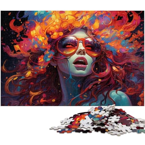 Puzzle 1000 Teile für Erwachsene Farbige Neonfrau Herausforderndes Schwieriges Puzzle EIN Kunstwerk für Jugendliche ab 14 Jahren 1000 PCS (38x26cm) von zouxangzz