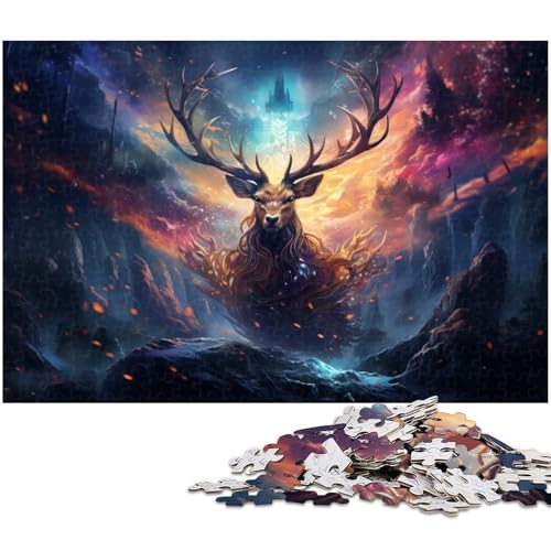 Puzzle 1000 Teile für Erwachsene Farbiges Sikahirsch Puzzle Wanddekoration tolles Geschenk für Teenager ab 14 Jahren 1000 PCS (75x50cm) von zouxangzz
