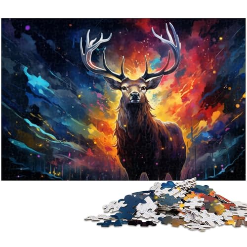 Puzzle 1000 Teile für Erwachsene Farbiges Sikahirsch Puzzle Wanddekoration tolles Geschenk für Teenager ab 14 Jahren 1000 PCS (75x50cm) von zouxangzz