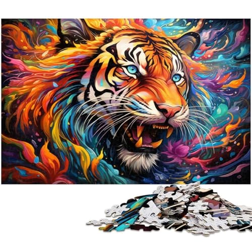 Puzzle 1000 Teile für Erwachsene Farbkunst Tiger Puzzle Lernspiele Weihnachts und Geburtstagsgeschenke für Teenager ab 14 Jahren 1000 Teile (38 x 26 cm) von zouxangzz