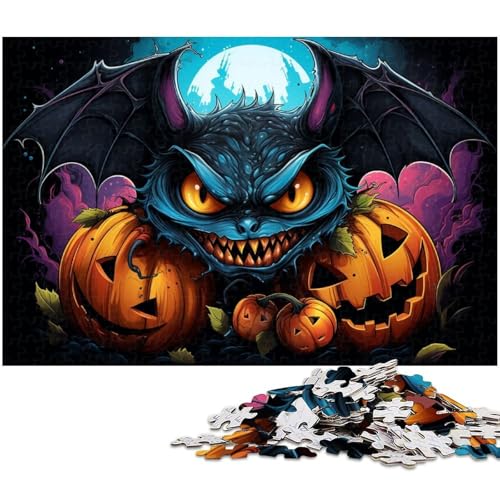 Puzzle 1000 Teile für Erwachsene Fledermaus Kürbis Puzzle Wanddekoration tolles Geschenk für Teenager ab 14 Jahren 1000 PCS (75x50cm) von zouxangzz