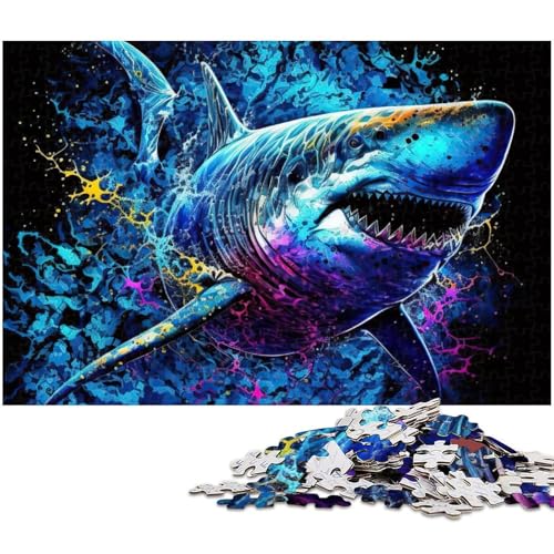 Puzzle 1000 Teile für Erwachsene Hai buntes Puzzle praktisches Spiel ideal für Teenager ab 14 Jahren (Größe 75 x 50 cm) von zouxangzz