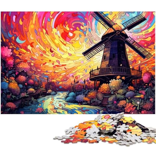 Puzzle 1000 Teile für Erwachsene Holländisches Windmühlen Puzzle Lernspiele Weihnachts und Geburtstagsgeschenke für Teenager ab 14 Jahren 1000 PCS (75 x 50 cm) von zouxangzz