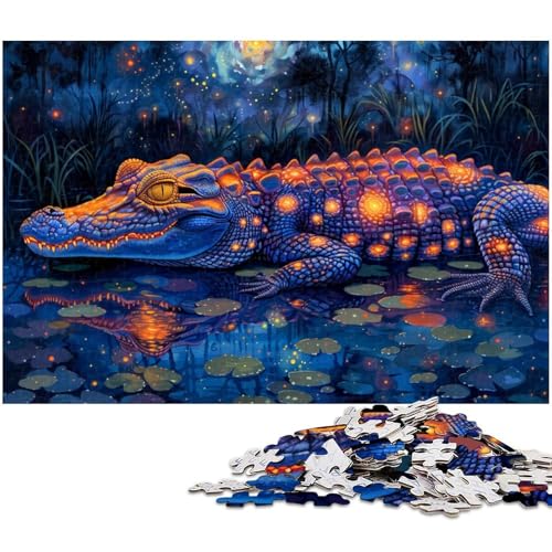 Puzzle 1000 Teile für Erwachsene Krokodil Tierpuzzle Wanddekoration tolles Geschenk für Teenager ab 14 Jahren (Größe 75 x 50 cm) von zouxangzz