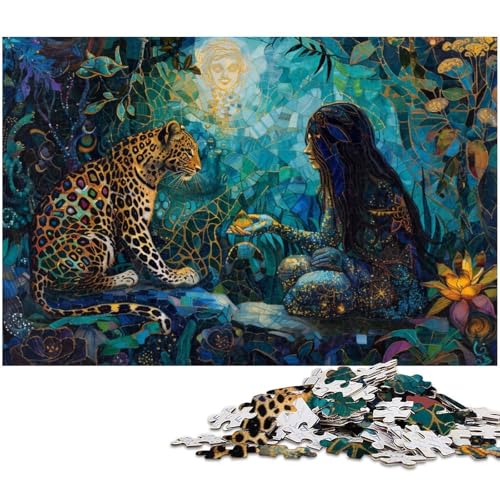 Puzzle 1000 Teile für Erwachsene Leoparden Puzzle Wanddekoration Geburtstagsgeschenk Wandkunst (Größe 75 x 50 cm) von zouxangzz