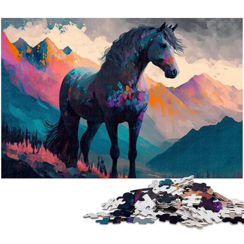 Puzzle 1000 Teile für Erwachsene Majestätisches Pferdepuzzle Lernspiele Weihnachts und Geburtstagsgeschenke für Teenager ab 14 Jahren (Größe 38 x 26 cm) von zouxangzz