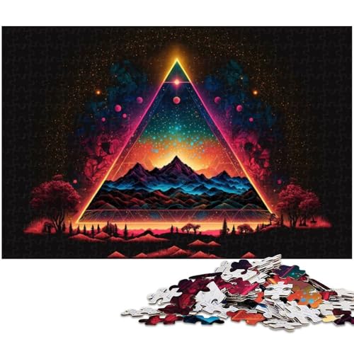 Puzzle 1000 Teile für Erwachsene Neon Dreieck Kunst Puzzle Lernspiele Weihnachts und Geburtstagsgeschenke für Teenager ab 14 Jahren (Größe 75 x 50 cm) von zouxangzz
