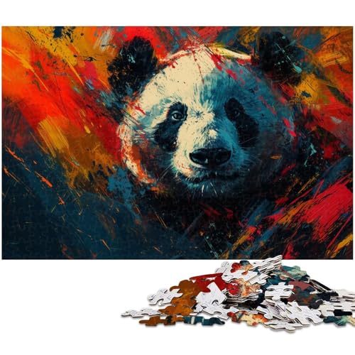 Puzzle 1000 Teile für Erwachsene Ölgemälde Panda Puzzle praktisches Spiel ideal für Teenager ab 14 Jahren (Größe 75 x 50 cm) von zouxangzz