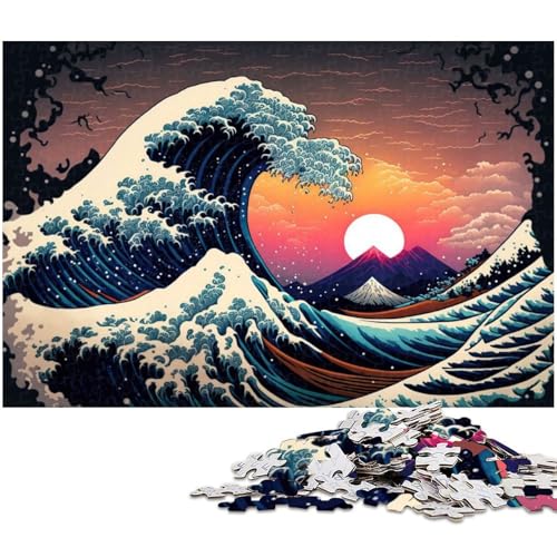 Puzzle 1000 Teile für Erwachsene Ozeanwellen Puzzle Japan Lernspiele Weihnachts und Geburtstagsgeschenke für Teenager ab 14 Jahren (Größe 75 x 50 cm) von zouxangzz
