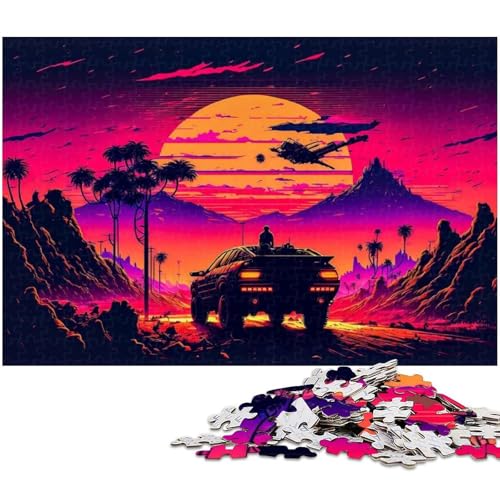 Puzzle 1000 Teile für Erwachsene Panzer bei Sonnenuntergang Puzzle Wanddekoration Geburtstagsgeschenk Wandkunst (Größe 38 x 26 cm) von zouxangzz