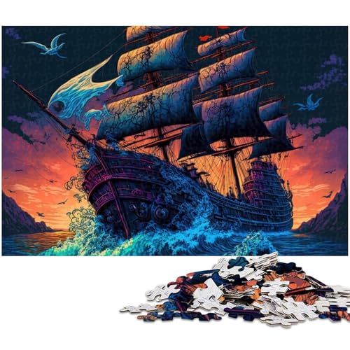 Puzzle 1000 Teile für Erwachsene Piratenboot Puzzle Lernspiele Weihnachts und Geburtstagsgeschenke für Teenager ab 14 Jahren (Größe 75 x 50 cm) von zouxangzz