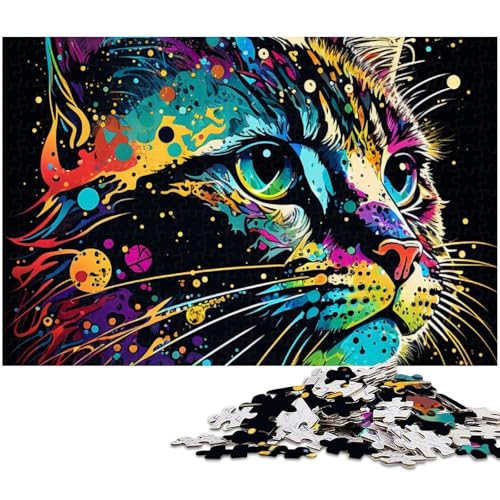 Puzzle 1000 Teile für Erwachsene Porträt Einer schönen Katze Puzzle Lernspiele Weihnachts und Geburtstagsgeschenke für Teenager ab 14 Jahren (Größe 75 x 50 cm) von zouxangzz