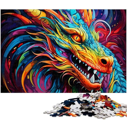 Puzzle 1000 Teile für Erwachsene Psychedelische Kunst Drachenpuzzle Lernspiele Weihnachts und Geburtstagsgeschenke für Teenager ab 14 Jahren (Größe 75 x 50 cm) von zouxangzz