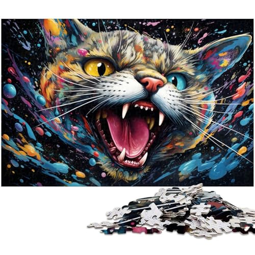 Puzzle 1000 Teile für Erwachsene Psychedelisches Katzenpuzzle Lernspiele Weihnachts und Geburtstagsgeschenke für Teenager ab 14 Jahren 1000 PCS (75 x 50 cm) von zouxangzz