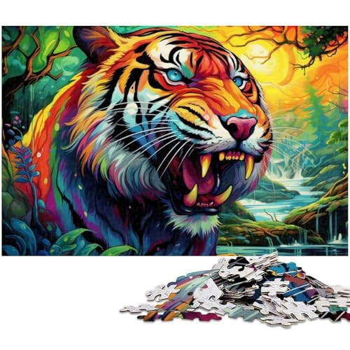 Puzzle 1000 Teile für Erwachsene Psychedelisches Tiertiger Puzzle Lernspiele Weihnachts und Geburtstagsgeschenke für Teenager ab 14 Jahren (Größe 75 x 50 cm) von zouxangzz