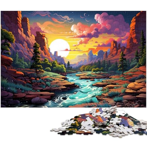 Puzzle 1000 Teile für Erwachsene Psychedelisches buntes Landschaftspuzzle Lernspiele Weihnachts und Geburtstagsgeschenke für Teenager ab 14 Jahren 1000 Teile (75 x 50 cm) von zouxangzz