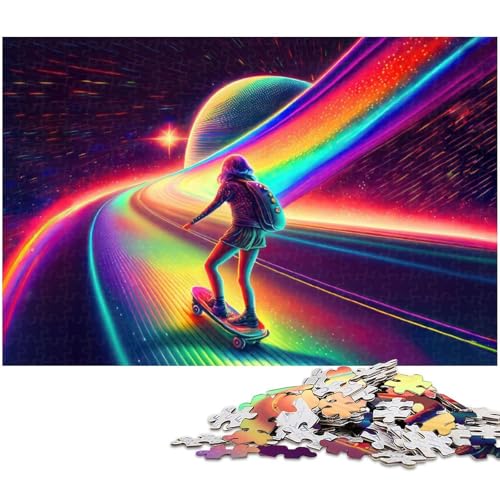 Puzzle 1000 Teile für Erwachsene Rainbow Galactic Skater Lernspiele Weihnachts und Geburtstagsgeschenke für Teenager ab 14 Jahren (Größe 38 x 26 cm) von zouxangzz