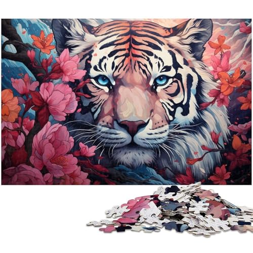 Puzzle 1000 Teile für Erwachsene Sakura und Tiger Lernspiele Weihnachts und Geburtstagsgeschenke für Teenager ab 14 Jahren 1000 Teile (75 x 50 cm) von zouxangzz
