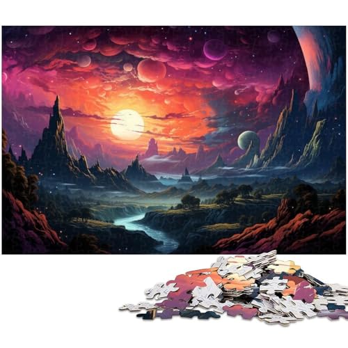 Puzzle 1000 Teile für Erwachsene Schöne Landschaft unter dem Planeten Lernspiele Weihnachts und Geburtstagsgeschenke für Teenager ab 14 Jahren 1000 Teile (38 x 26 cm) von zouxangzz