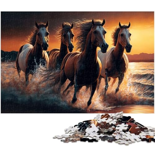 Puzzle 1000 Teile für Erwachsene Schöne Pferde Laufpuzzle Spiel zum Anfassen Ideal für Teenager ab 14 Jahren 1000 PCS (75x50cm) von zouxangzz