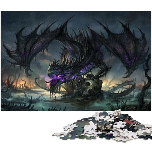 Puzzle 1000 Teile für Erwachsene Schwarzer Sumpfdrache Lernspiele Weihnachts und Geburtstagsgeschenke für Teenager ab 14 Jahren (Größe 75 x 50 cm) von zouxangzz