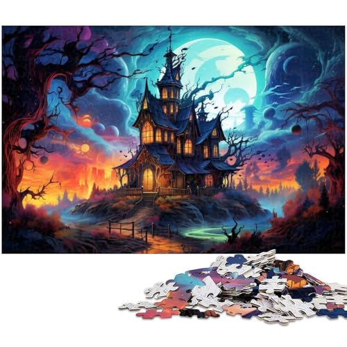 Puzzle 1000 Teile für Erwachsene Schwarzes Schloss bei Nacht Puzzle Wanddekoration Geburtstagsgeschenk Wandkunst 1000 PCS (38 x 26 cm) von zouxangzz