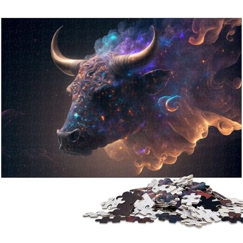 Puzzle 1000 Teile für Erwachsene Tier Stier Puzzle Lernspiele Weihnachts und Geburtstagsgeschenke für Teenager ab 14 Jahren (Größe 38 x 26 cm) von zouxangzz