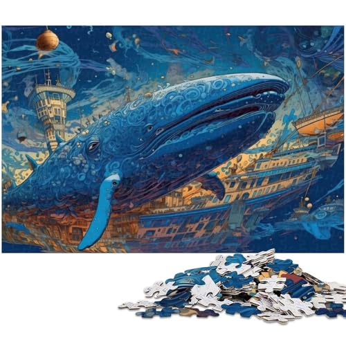 Puzzle 1000 Teile für Erwachsene Wal vs Fischer Lernspiele Weihnachts und Geburtstagsgeschenke für Teenager ab 14 Jahren (Größe 38 x 26 cm) von zouxangzz
