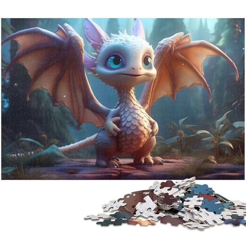 Puzzle 1000 Teile für Erwachsene Weißer Babydrache Lernspiele Weihnachts und Geburtstagsgeschenke für Teenager ab 14 Jahren (Größe 38 x 26 cm) von zouxangzz