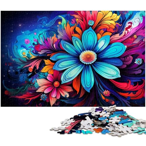 Puzzle 1000 Teile für Erwachsene buntes Blumengemälde Kunstpuzzle Lernspiele Weihnachts und Geburtstagsgeschenke für Teenager ab 14 Jahren 1000 PCS (75 x 50 cm) von zouxangzz
