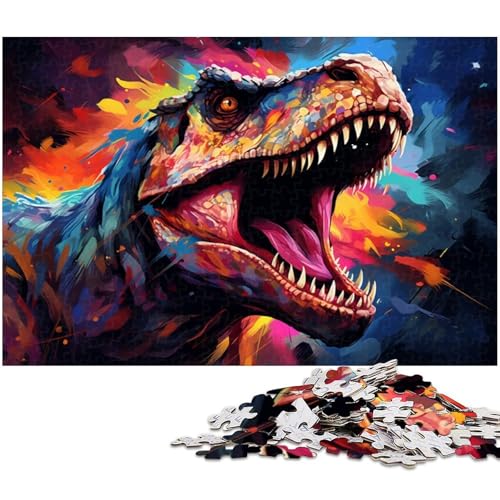 Puzzle 1000 Teile für Erwachsene buntes Dinosaurier Kunstpuzzle Lernspiele Weihnachts und Geburtstagsgeschenke für Teenager ab 14 Jahren 1000 Teile (38 x 26 cm) von zouxangzz