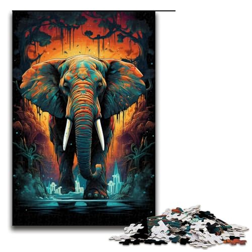 Puzzle 1000 Teile für Erwachsene buntes Elefanten Puzzle praktisches Spiel einzigartige Heimdekoration und Geschenke 75 x 50 cm von zouxangzz
