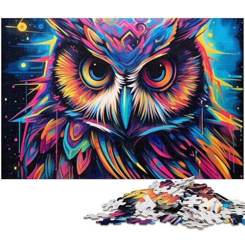 Puzzle 1000 Teile für Erwachsene buntes Eulen Kunstpuzzle Lernspiele Weihnachts und Geburtstagsgeschenke für Teenager ab 14 Jahren (Größe 75 x 50 cm) von zouxangzz