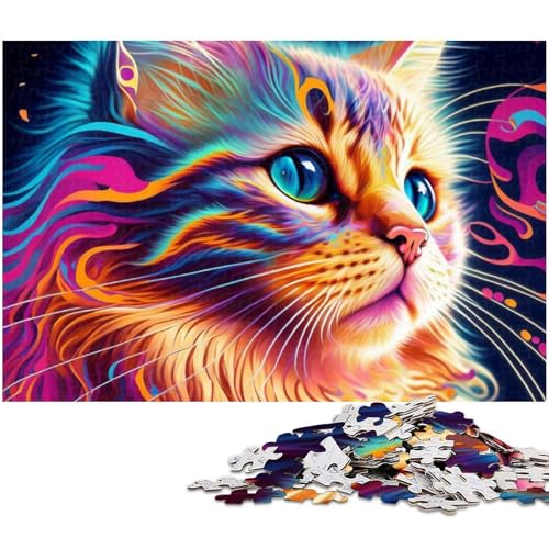 Puzzle 1000 Teile für Erwachsene buntes Graffiti Katzen Puzzle Lernspiele Weihnachts und Geburtstagsgeschenke für Teenager ab 14 Jahren (Größe 75 x 50 cm) von zouxangzz
