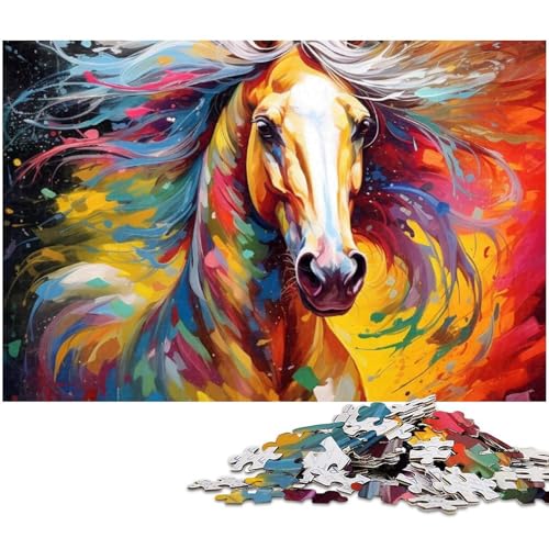 Puzzle 1000 Teile für Erwachsene buntes Graffiti Pferde Puzzle Lernspiele Weihnachts und Geburtstagsgeschenke für Teenager ab 14 Jahren (Größe 75 x 50 cm) von zouxangzz