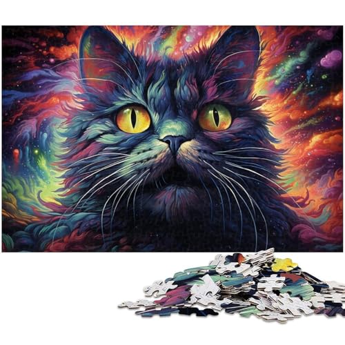 Puzzle 1000 Teile für Erwachsene buntes Katzen Puzzle Wanddekoration Geburtstagsgeschenk Wandkunst 1000 Teile (38 x 26 cm) von zouxangzz