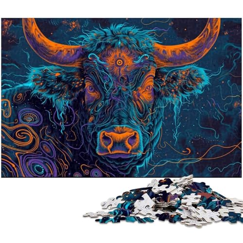 Puzzle 1000 Teile für Erwachsene buntes Kuh Puzzle Lernspiele Weihnachts und Geburtstagsgeschenke für Teenager ab 14 Jahren (Größe 75 x 50 cm) von zouxangzz