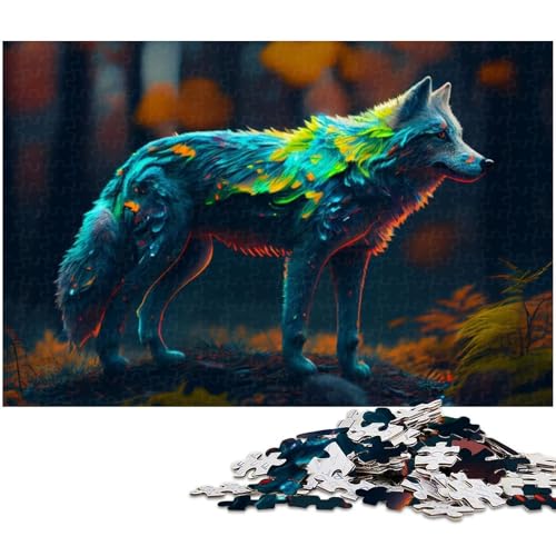 Puzzle 1000 Teile für Erwachsene buntes Wolf Puzzle Lernspiele Weihnachts und Geburtstagsgeschenke für Teenager ab 14 Jahren (Größe 38 x 26 cm) von zouxangzz