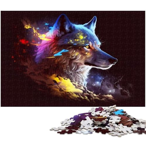Puzzle 1000 Teile für Erwachsene buntes Wolken Weltraum Wolf Puzzle Wanddekoration Geburtstagsgeschenk Wandkunst 1000 PCS (75 x 50 cm) von zouxangzz